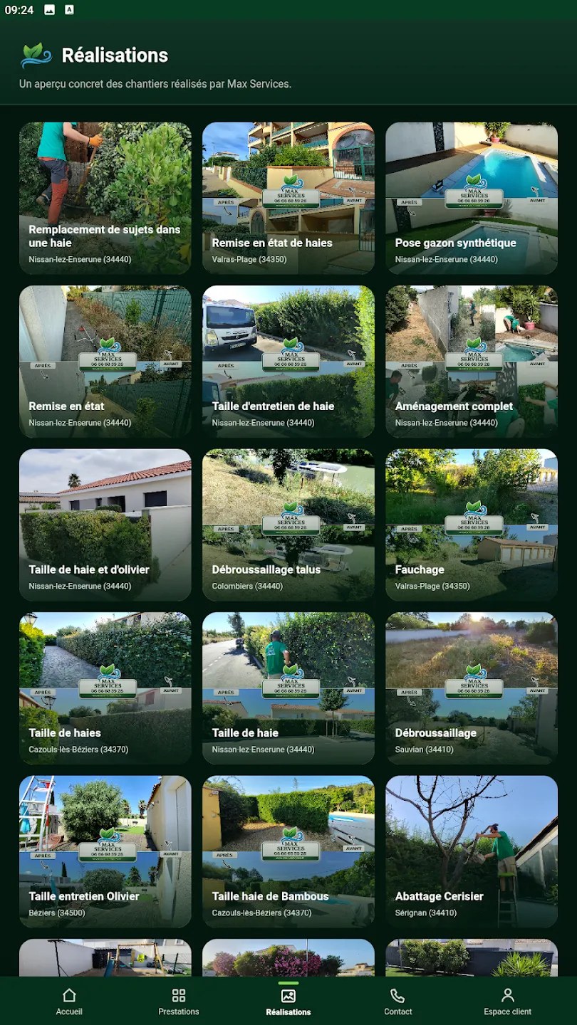 Capture d’écran de l’application Max Services
