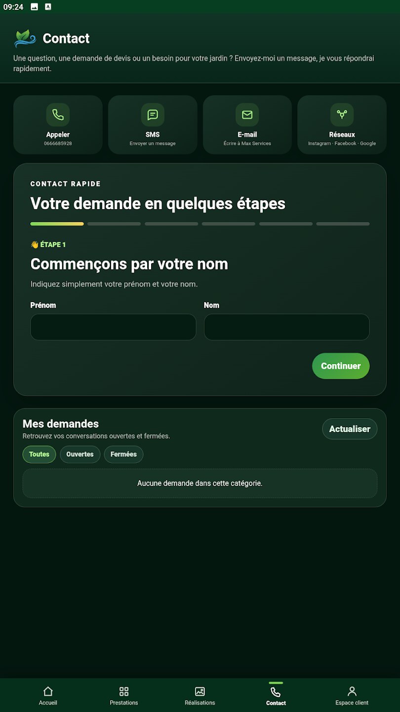 Capture d’écran de l’application Max Services