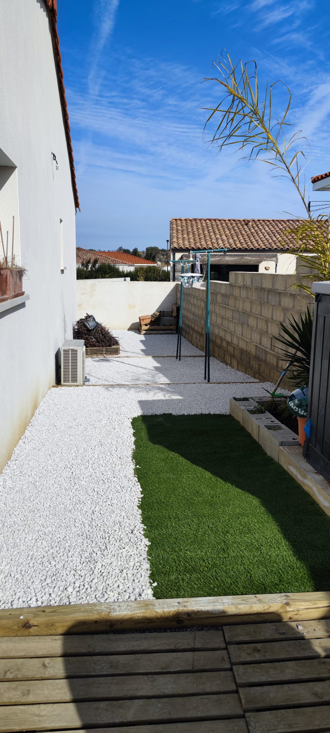 Aménagement Gazon / Gravier Blanc
