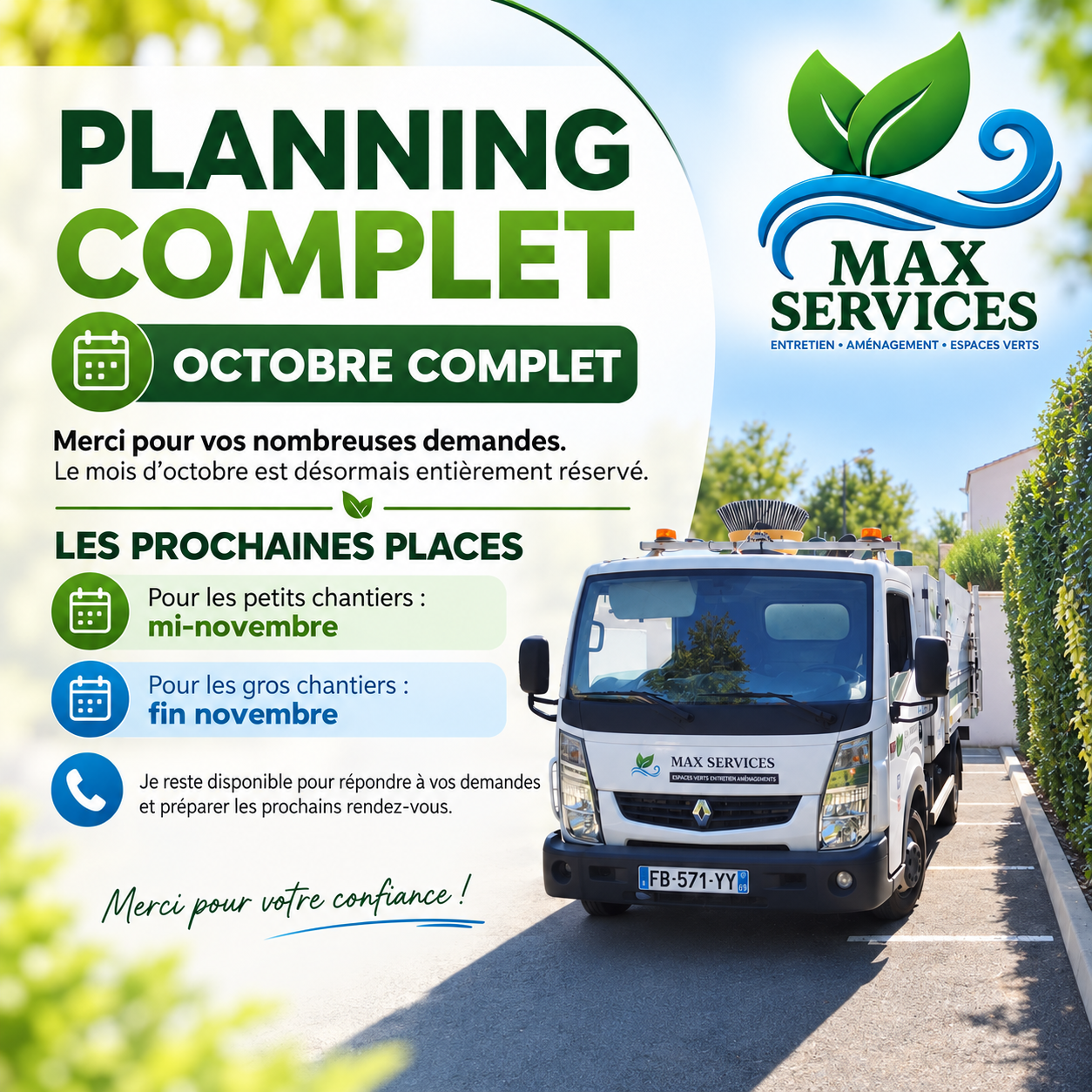 Photo du Journal de Max Services : Octobre complet => cap sur novembre
